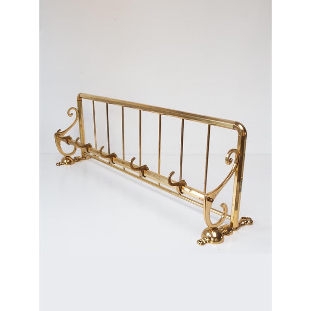 German Wall-Mounted Coat Rack in Gilt Brass, 1950s For Sale - Image 6 of 8
