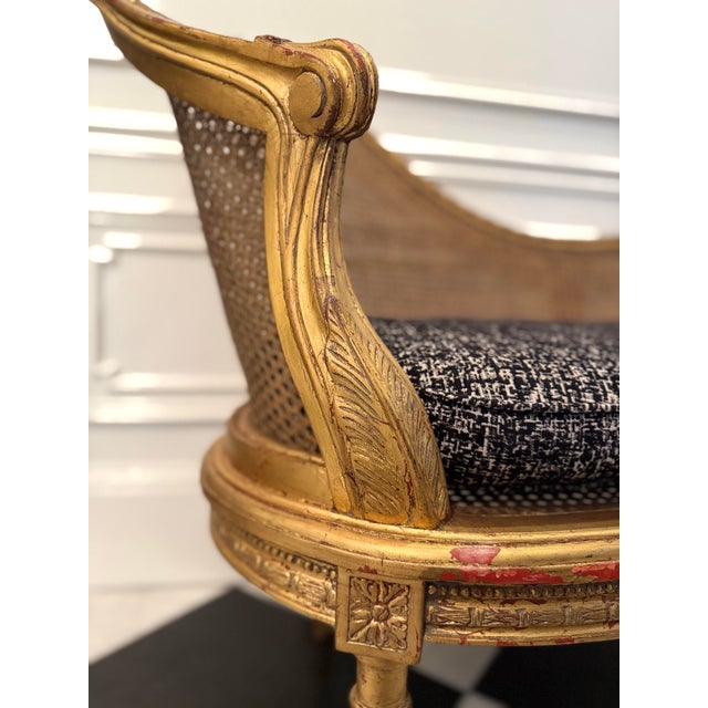 Late 19th Century Antique French Late 19th Century Louis XVI-Style Giltwood Caned Settee For Sale - Image 5 of 12