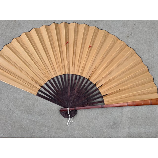Mid Century Monumental Hand-Painted Fan For Sale - Image 13 of 18