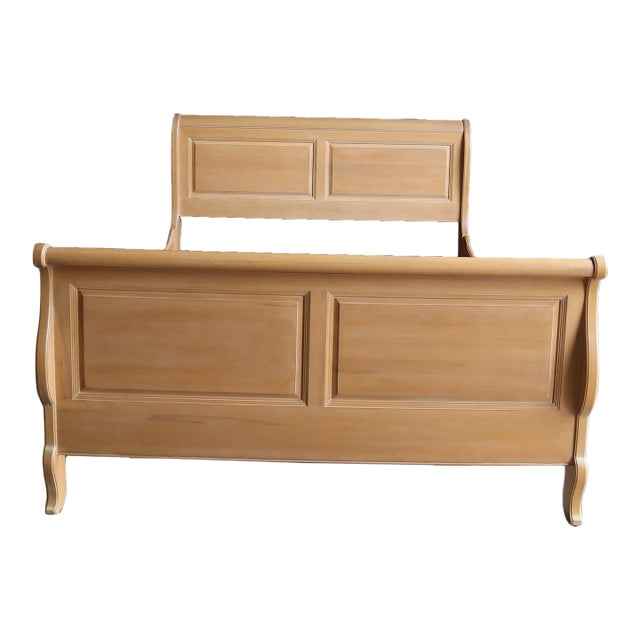 Ethan Allen Country French Raised Panel Sleigh Bed For Sale