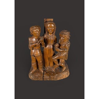 The Martyrdom of Saint Apollonia in carved wood, 15th century For Sale