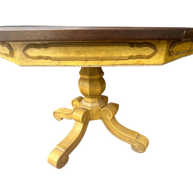 Spanish Revival Thomasville Spanish Revival 1960s Octagonal Hacienda Oak Dining Table 45” X 45” For Sale - Image 3 of 5