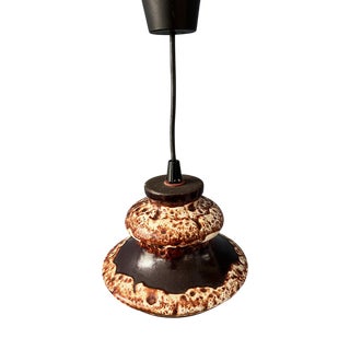 West German Brown and Beige Ceramic Fat Lava Pendant Lamp For Sale