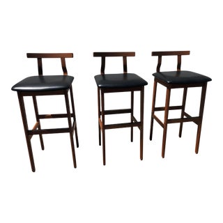 Mid Century Danish K/S Teak Bar Stools- Set of 3 For Sale
