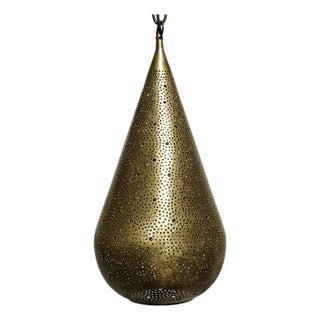 Vintage Brass Tear Drop Pendant Light For Sale