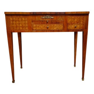 Antique Louis XVI Wooden Dressing Table with Mirror For Sale