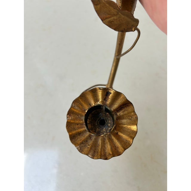 1950s Italian Florentine Tole Candle Sconce Wheat Motif For Sale - Image 9 of 9