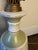 Neoclassical Vintage Sage Green & Ivory Floral Ceramic Table Lamp With Brass Accents For Sale - Image 3 of 6