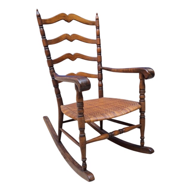 Wood and Straw Childs Rocking Chair, Italy, 1950s For Sale