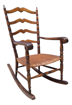 Wood and Straw Childs Rocking Chair, Italy, 1950s