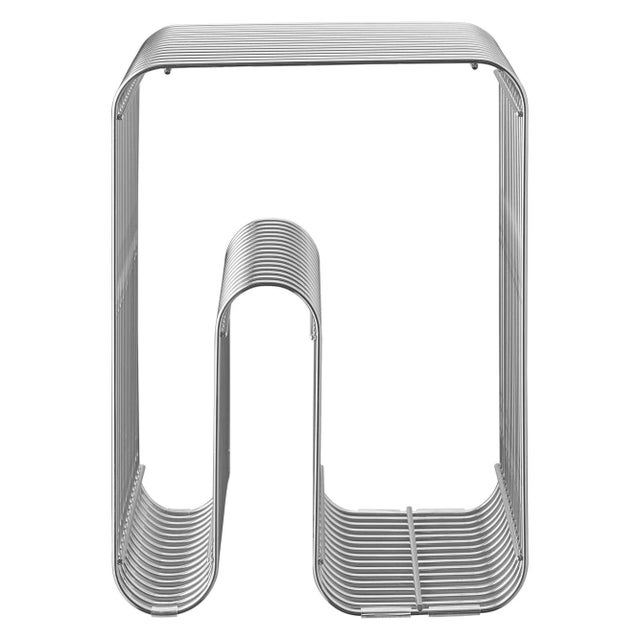 Silver contemporary stool Dimensions: L 32.4 x W 32.4 x H 43 cm Materials: Steel. Also available in black and gold. The...