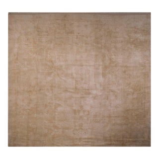 Sensational Tan-Camel Background Color With Damask Pattern Vintage Turkish Oushak Rug For Sale