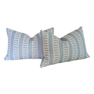 Scalamandre Lark Bluebell Lumbar Pillows - Set of 2 For Sale