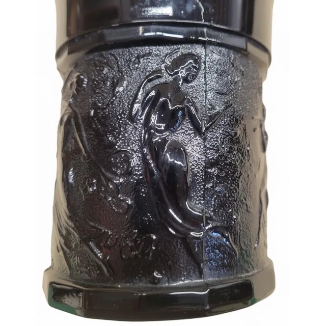 Antique l.e. Smith Black Amethyst Glass Vase – Dancing Nymphs Art Deco 1930s For Sale - Image 6 of 9