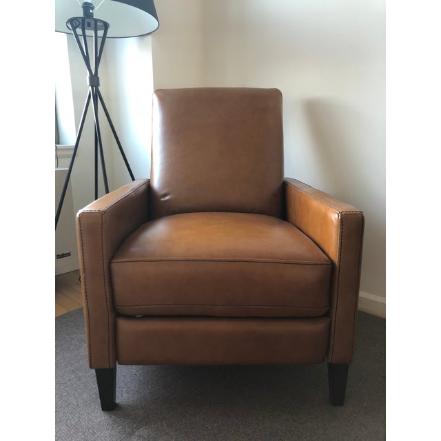 West Elm Sedgwick Leather Recliner Cognac Chairish