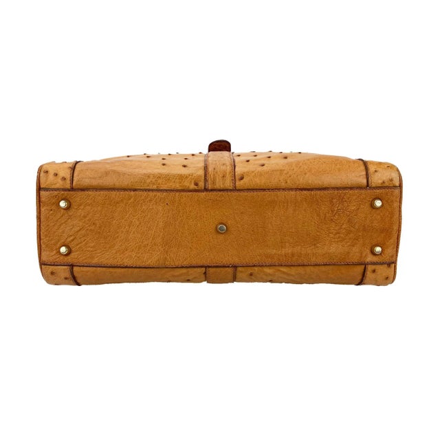 Tan Vintage Mark Cross Tan Ostrich Handbag c1960s For Sale - Image 8 of 12