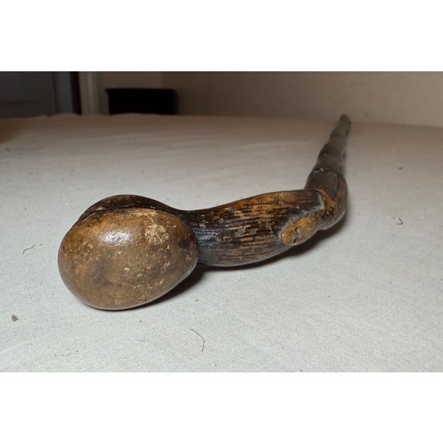 Share Antique 19th Century Hand Carved Folk Art Monkey Lizard Walking Stick Cane For Sale - Image 13 of 16