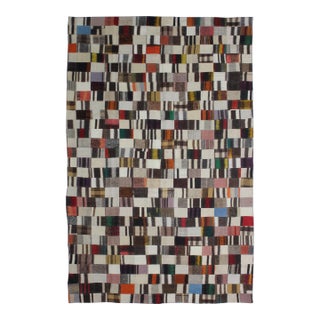 1960s Hand Knotted Patchwork Rug by Aara Rugs - 10'2" X 6'6" For Sale