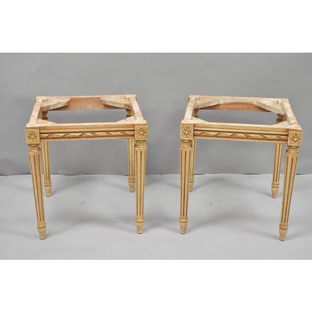 Vintage French Louis XVI Style Pink Marble Top Low Drinks Side Tables - A Pair For Sale - Image 14 of 16