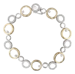 1.03ctw Diamond Circles Bracelet 14k White Yellow Gold 7"