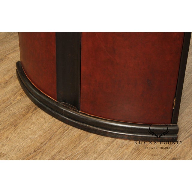 Wood House of Mercier Art Deco Style Leather Wrapper Low Corner Cabinet For Sale - Image 7 of 12