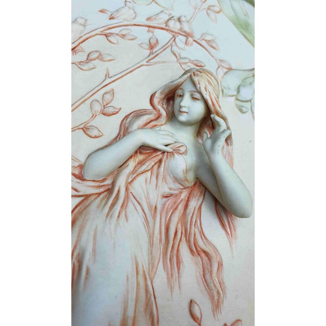 Art Nouveau Bas Relief Biscuit Plates by A Mucha, Set of 2 For Sale - Image 5 of 16