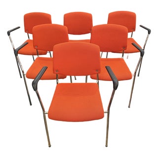 Hightower Modernist Stackable Arm Chairs, Set of Six For Sale