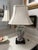 Electrified table lamp made from a Chinese-style baluster porcelain vase with hand-painted floral and bird motifs in...