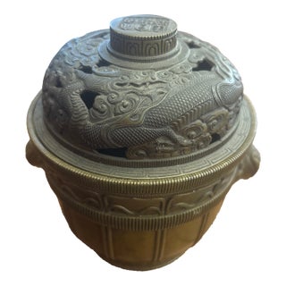 Antique Chinese Bronze Dragon Censor For Sale