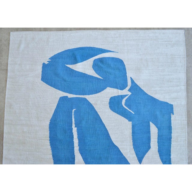 Henri Matisse - Blue Nude 4 - Inspired Silk Hand Woven Flat Weave Area - Wall Rug 4′11″ × 6′10″ For Sale - Image 6 of 12