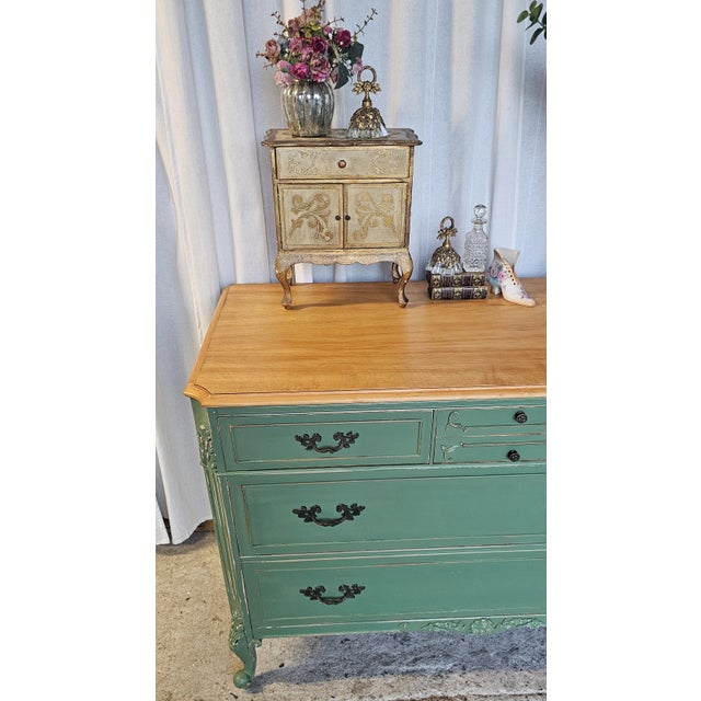 Green Green French Provencial Dresser, Circa 1930's, Louis XV Style For Sale - Image 8 of 18