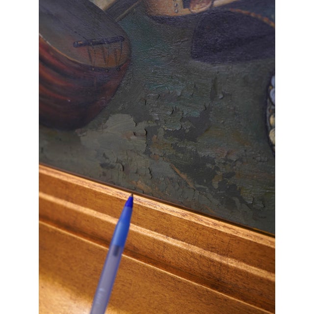 Large Oil Painting on Canvas of Treasure Room Signed For Sale - Image 9 of 13