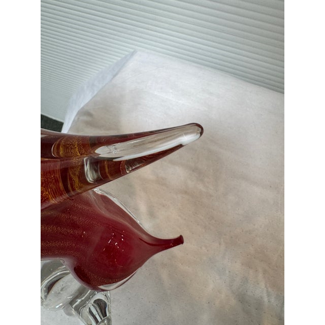 Hand Blown Vintage Red + Gold Murano Bird Figurines, Set of Two For Sale - Image 12 of 12