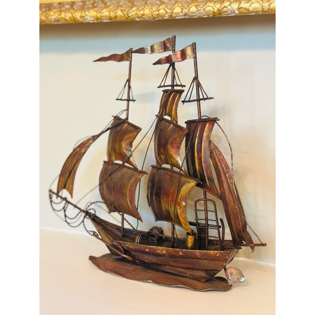 Metal Vintage Metal Art Sailboat Sculpture For Sale - Image 7 of 9
