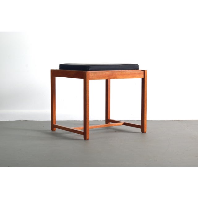 Wood Erik Buch For OD Mobler Footstool / Ottoman in Teak and Leather For Sale - Image 7 of 7