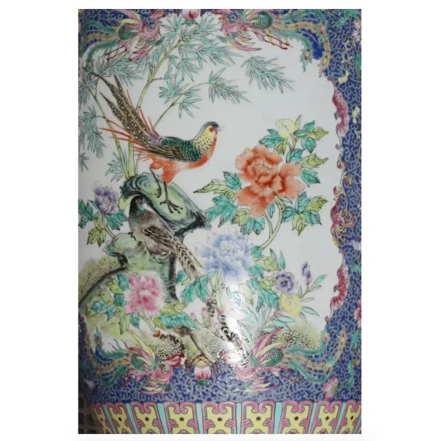 Chinese Antique Chinese Porcelain Famille Rose Coral Ground Vase For Sale - Image 3 of 9