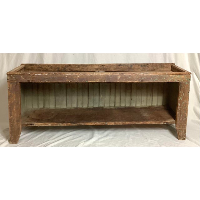 tall. A wonderful early American primitive bucket bench featuring original worn surface and classic country charm. Crafted...
