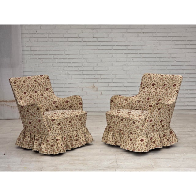 Danish Armchair in Jacquard Fabric and Ash Legs, 1970s For Sale - Image 10 of 18