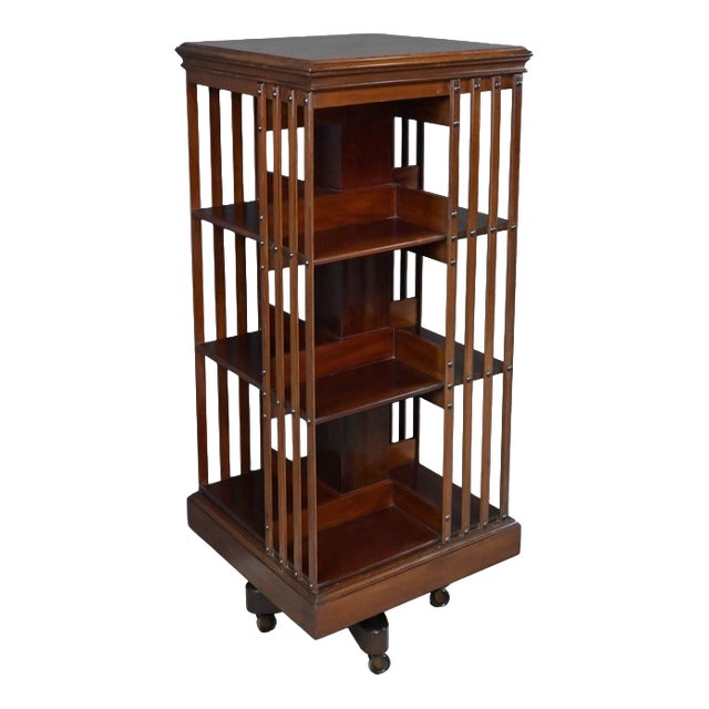 20th Century Mahogany Revolving Bookshelf, England For Sale