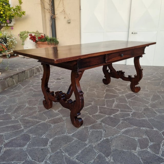 Brown Large Tuscan Fratino Table in Walnut, 1800s For Sale - Image 8 of 12