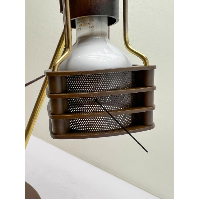 Brass and Brown Acrylic Table Lamp from Hustadt, 1970s For Sale - Image 9 of 15
