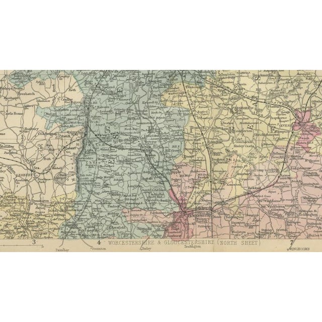 Worcestershire & Gloucestershire County Map, 1885 For Sale - Image 4 of 9