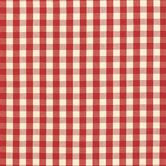 Contemporary Schumacher Elton Cotton Check Fabric in Red For Sale - Image 3 of 3