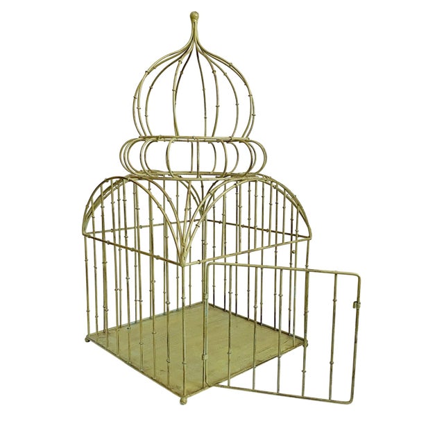 Victorian Green Metal Vintage Victorian Birdcage For Sale - Image 3 of 5