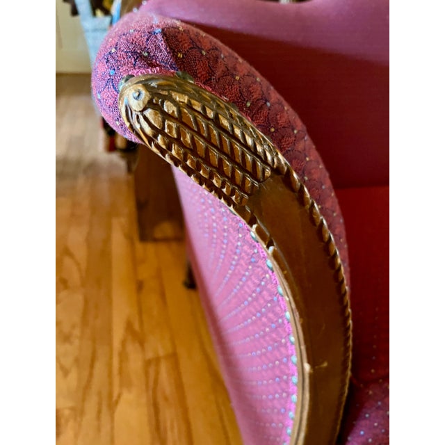 Early 20th Century Antique Early 20th Century Hardwood Framed Burgundy Sofa For Sale - Image 5 of 8