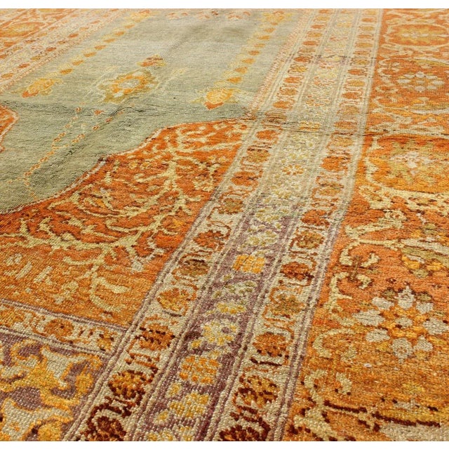 Early 20th Century Early 20th Century Antique Turkish Sivas Carpet With Prayer Design in Light Blue-Gray and Copper For Sale - Image 5 of 7