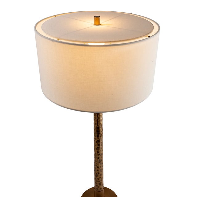 Mid-Century Modern Florence Hammered Brass Lamp For Sale - Image 3 of 7