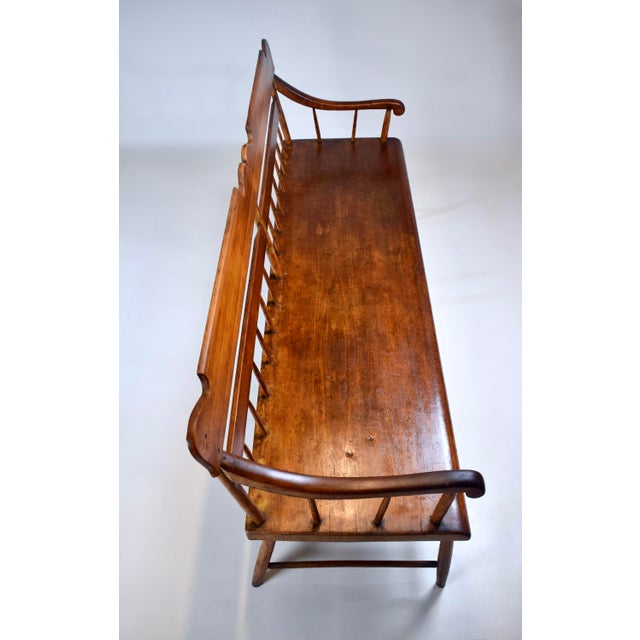 American Half Spindle Back Mid 19th C. Pine, Poplar Bench For Sale In Philadelphia - Image 6 of 18