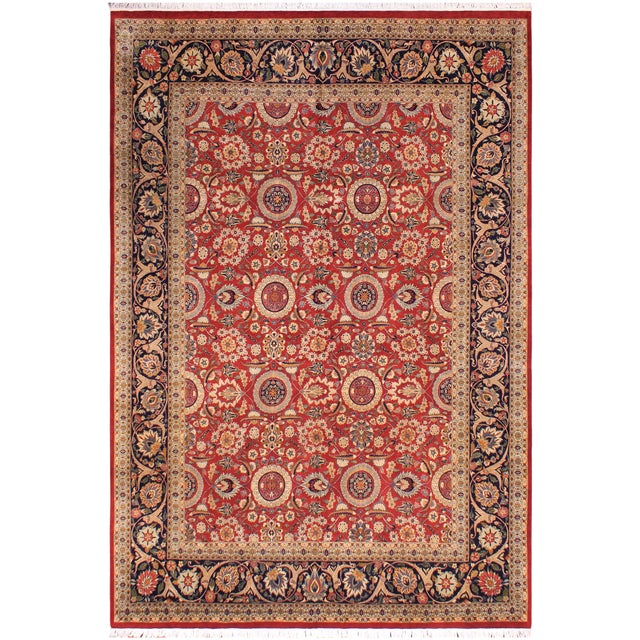 Elegant Agra Tabriz Pak-Persian Red/Blue Wool Rug - 9'3'' X 12'2'' For Sale - Image 9 of 9