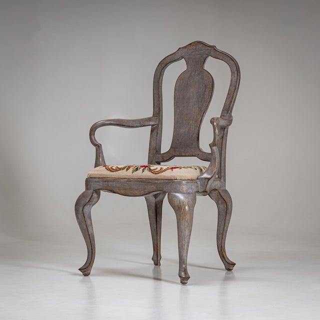 Set of Gray Painted Armchairs For Sale - Image 5 of 7